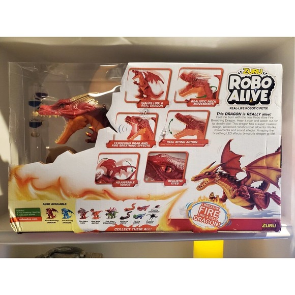 Robo Alive Ferocious Fire Breathing Dragon Red Battery Powered Robotic Toy - Picture 7 of 10